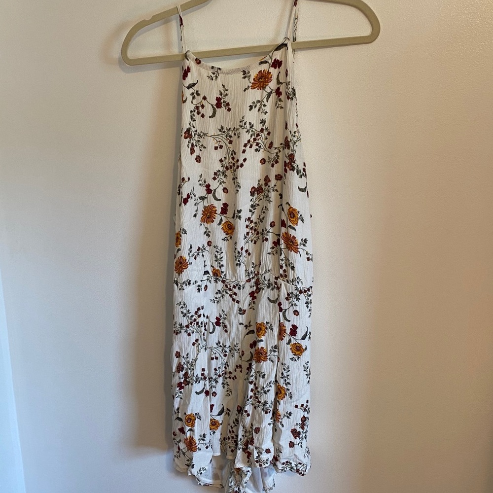 American Eagle Floral High Neck Open Back Romper